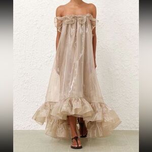Zimmermann Sheer Tan Ruffle Maxi Dress AU size 1